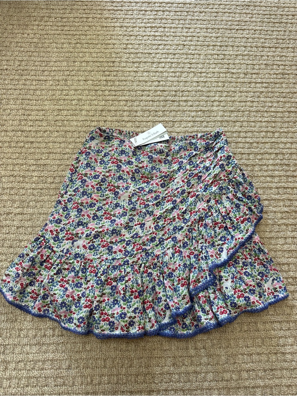 Poupette St Barth NWT Multicolor Floral Ruffle Mini Skirt Sz XS